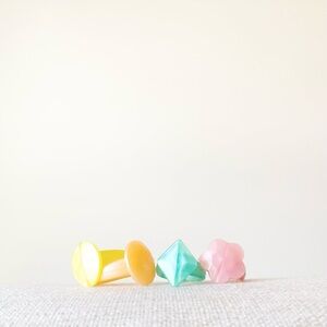 Colorful Vintage 90s Plastic Rings – Y2K Aesthetic, Hard Candy Vibes